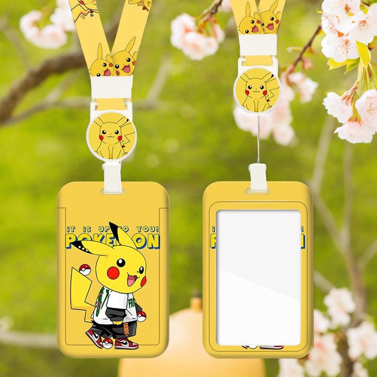 皮卡丘卡套证件套伸缩长挂绳挂脖公交卡图书证接送卡门禁卡保护套
