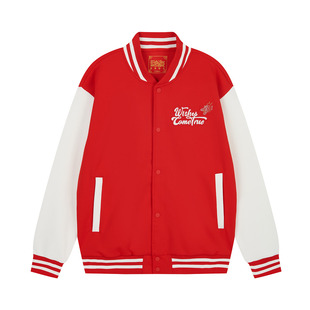 361运动卫衣男2024秋季 开襟卫衣本命年红色龙年棒球服男单夹克 款