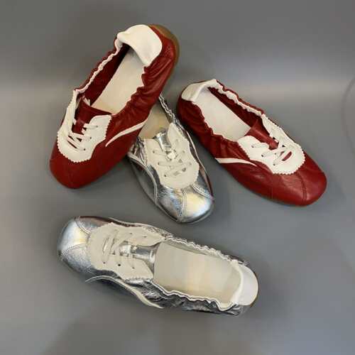 羊皮软底系带德训平底芭蕾鞋女