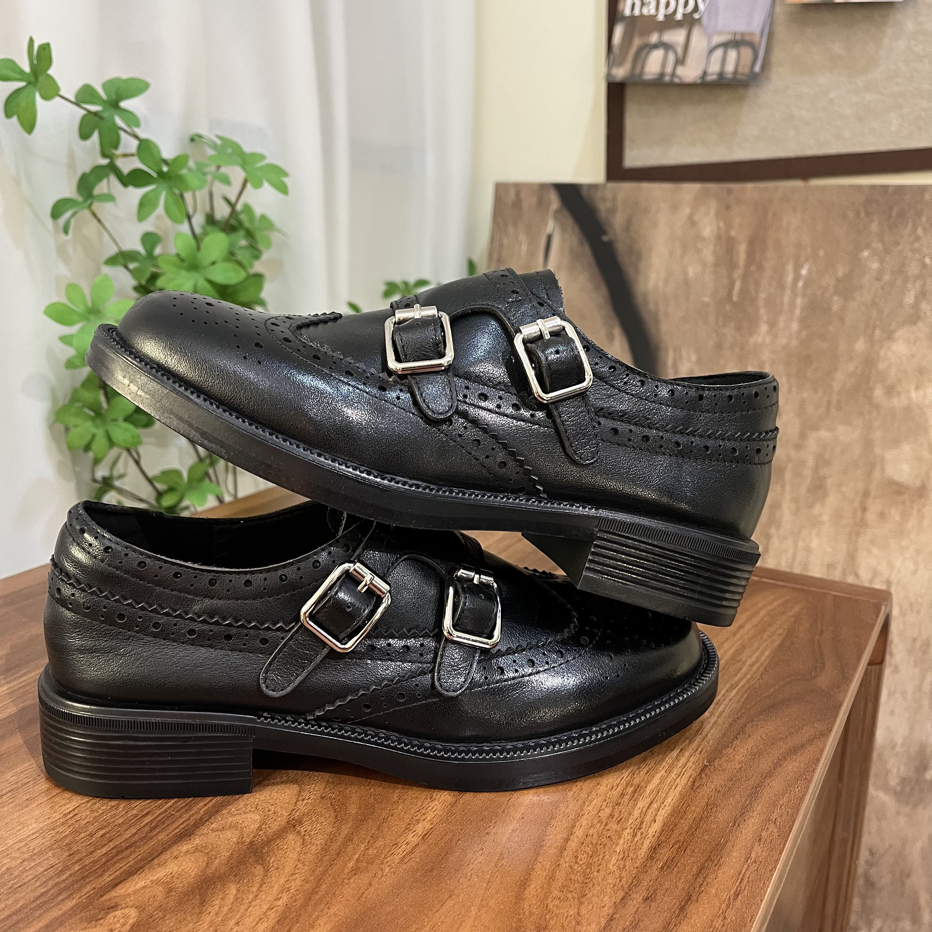 头层牛皮英伦风布洛克雕花鞋女软黑色真皮圆头搭扣软底百搭小皮鞋,女鞋,牛津鞋/布洛克鞋/德比鞋,淘宝优惠券,粉丝福利购,淘宝优惠卷