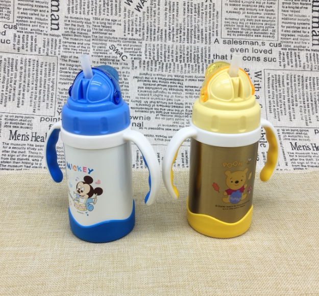 迪士尼 WD-3220婴幼儿童保温杯带吸管杯学饮水杯壶防漏手柄宝宝瓶