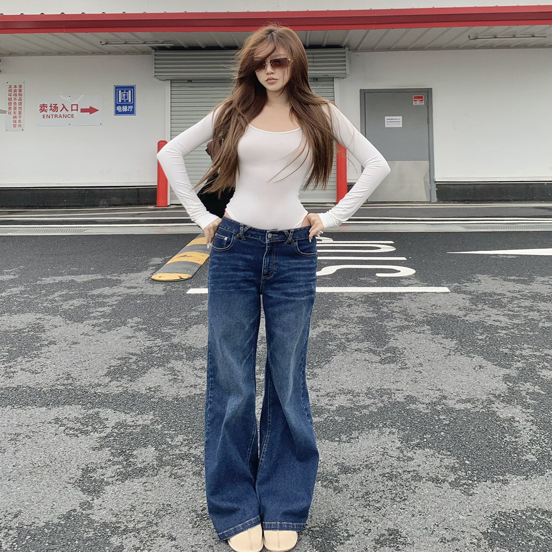 sunn21复古中蓝中低腰阔腿微喇牛仔裤女秋冬手工猫须百搭显瘦长裤,女装/女士精品,牛仔裤,淘宝优惠券,粉丝福利购,淘宝优惠卷