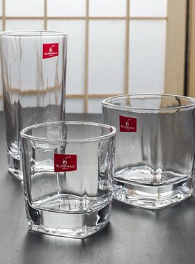创意威士忌玻璃杯透明四方水杯酒吧烈酒杯耐热茶果汁啤酒