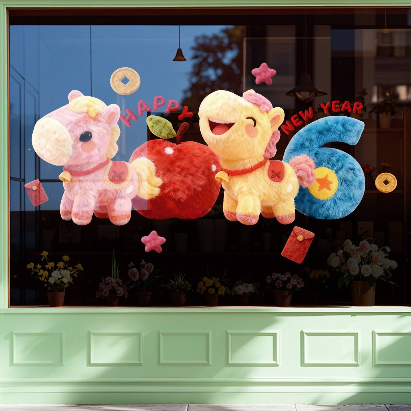 2026新款马年新年装饰对联春节福字新年装饰窗贴新年祝福商铺装饰