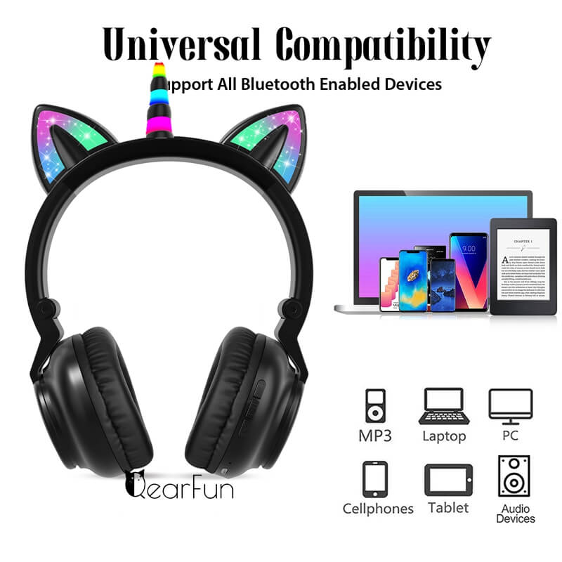 HiFi Girls Wireless Unicorn headphones with Mic phone Stereo 影音电器 游戏电竞头戴耳机 原图主图