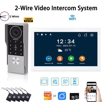 Video Intercom TUYA Video Door Phone App IC Card PIN Unlock