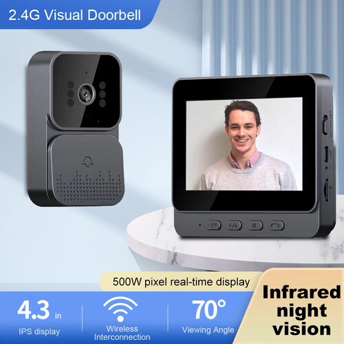 Video Doorbell Video Intercom Eye Peephole Camera 1080P 2.4G