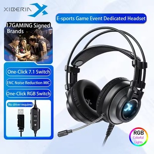 XIBERIA 7.1 Over Ear Wired Headphone MiC Noise Cancelling for PC PS5 Xbox Esports Gaming Headset