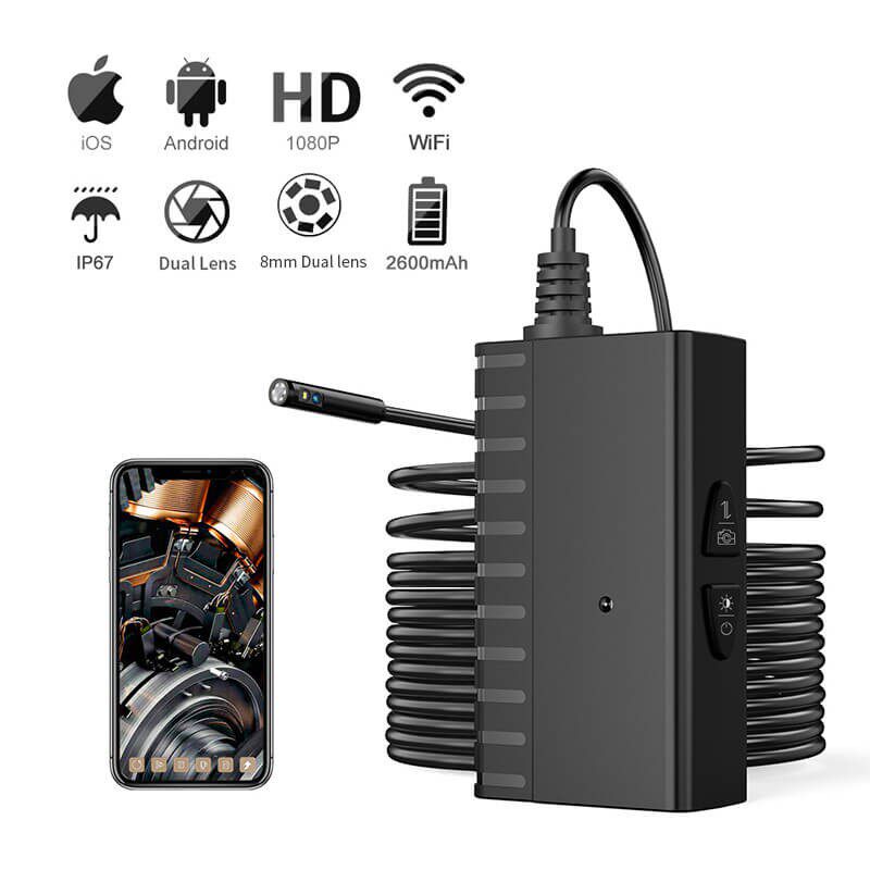 8MM Dual Camera Wireless Endoscope 2.0MP WiFi Inspection Cam
