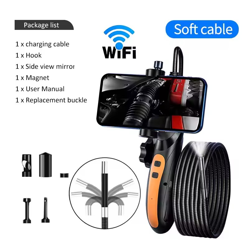 WiFi Endoscope Camera 360° Steering 8mm Snake Tube Cable