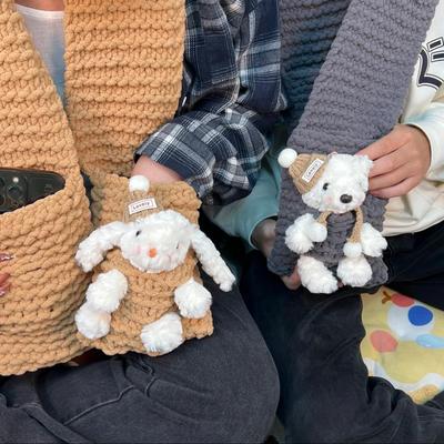 口袋兔子围巾手工diy送女友闺蜜