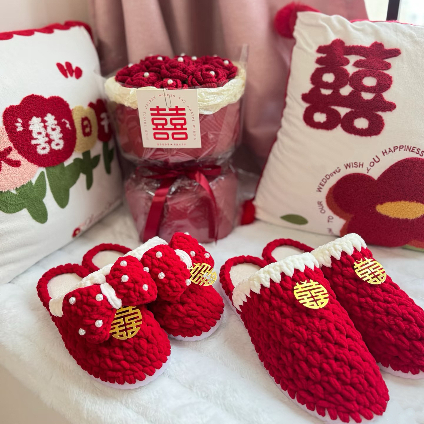 手工diy材料包钩织居家拖鞋结婚