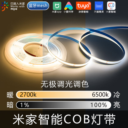 智能灯带无主灯线条灯接入米家天猫精灵无极调光低压COB双色灯带