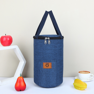保温袋圆桶形饭盒包手提袋便携铝箔保温桶上班族便当包圆形午餐袋