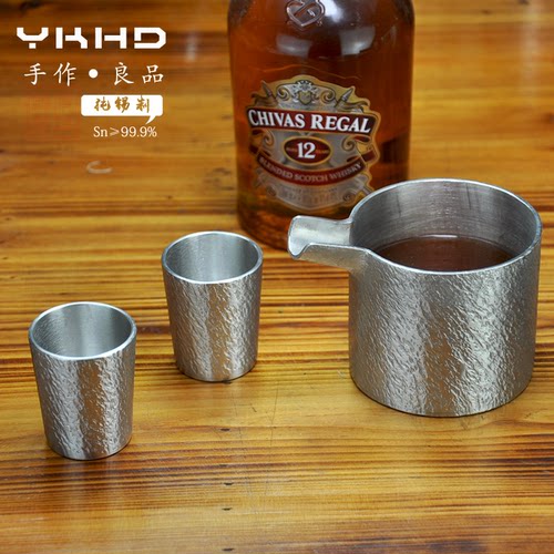 手工岩纹纯锡99分酒器醒酒器