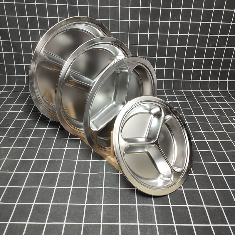 加厚不锈钢快餐盘分三格幼儿园宝宝防摔卷边三格圆形糖果零食盘子,餐饮具,盘,淘宝优惠券,粉丝福利购,淘宝优惠卷