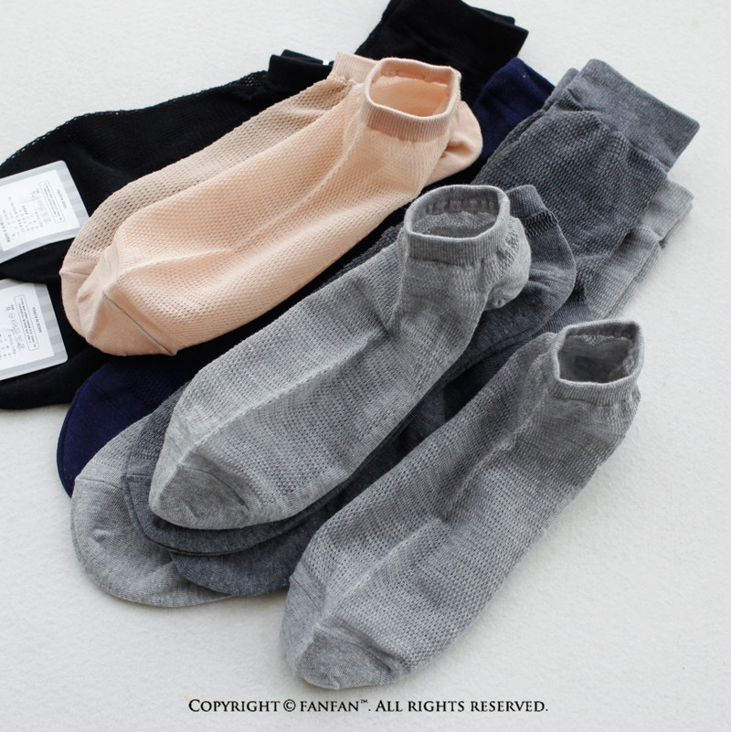轻薄全棉网眼短袜韩国产高品质春夏吸汗透气针织男士船袜短筒袜子