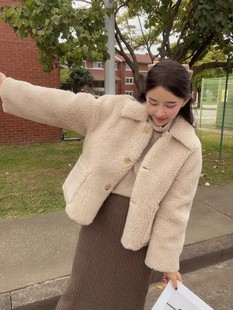 冬季 外套 加厚毛绒绒夹克宽松上衣 羊羔毛小翻领短款 FORM韩国代购