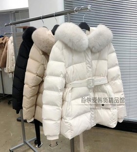 韩国东大门代购狐狸毛领短款收腰羽绒服 24冬季保暖修身鸭绒外套