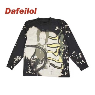 现货Travis Scott Fragment Kaws L/S Tee 三方联名 扎染 长袖T恤