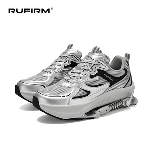 黑科技弹簧跑鞋机械减震护膝助力跑步运动鞋男女鞋秋季透气网面鞋