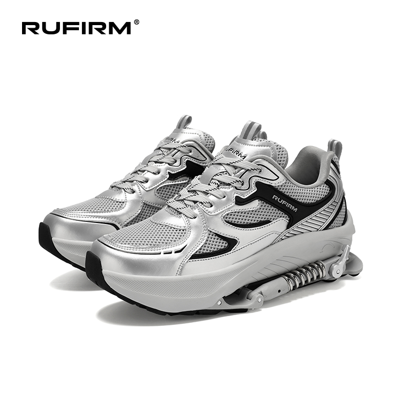 黑科技弹簧跑鞋机械减震护膝助力跑步运动鞋男女鞋秋季透气网面鞋