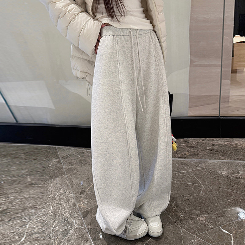 慵懒风高腰宽松休闲裤卫裤女秋冬新款加绒垂感百搭阔腿裤弯刀裤,女装/女士精品,卫裤,淘宝优惠券,粉丝福利购,淘宝优惠卷