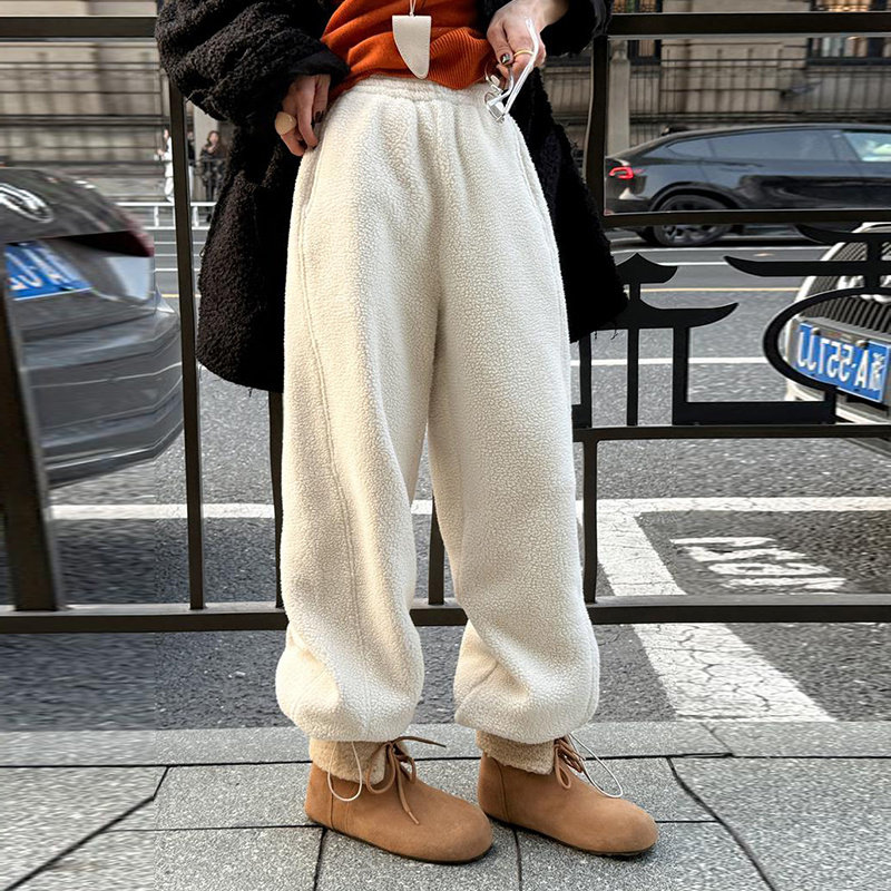 冬季软糯双面摇粒绒直筒休闲裤女韩版加绒保暖百搭显瘦两穿阔腿裤,女装/女士精品,卫裤,淘宝优惠券,粉丝福利购,淘宝优惠卷