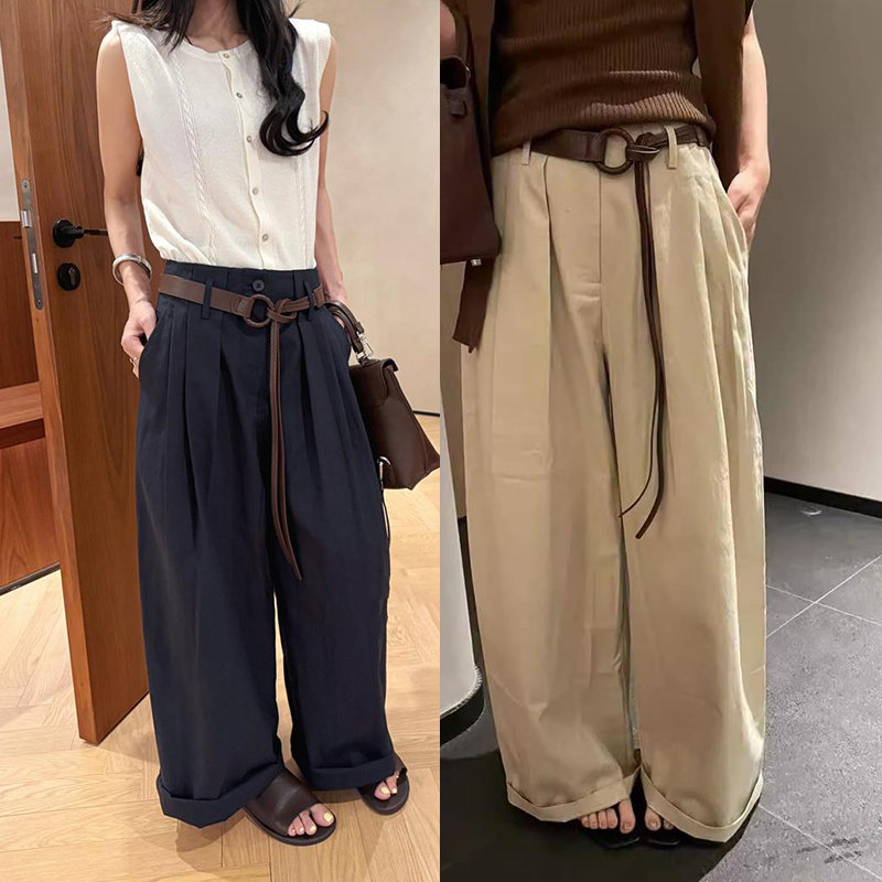 森系复古宽松显瘦百搭气质休闲裤女秋季新款高腰直筒阔腿裤长裤,女装/女士精品,卫裤,淘宝优惠券,粉丝福利购,淘宝优惠卷