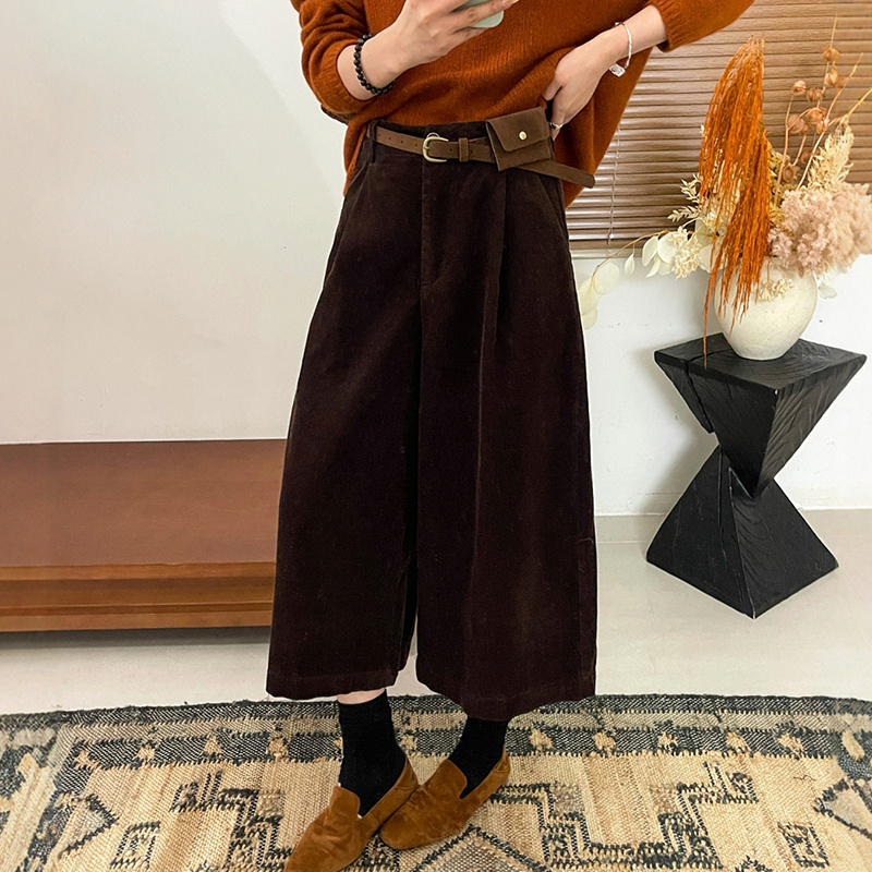 秋冬新款高腰休闲裤八分裤