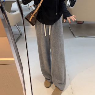 卫裤 韩版 百搭宽松显瘦阔腿裤 女2026早春新款 高腰垂感休闲糯米裤