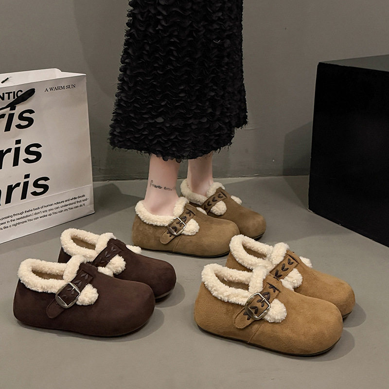 厚底勃肯鞋女秋冬加绒豆豆鞋2025新款保暖女鞋外穿毛毛鞋防滑棉鞋,女鞋,棉鞋,淘宝优惠券,粉丝福利购,淘宝优惠卷