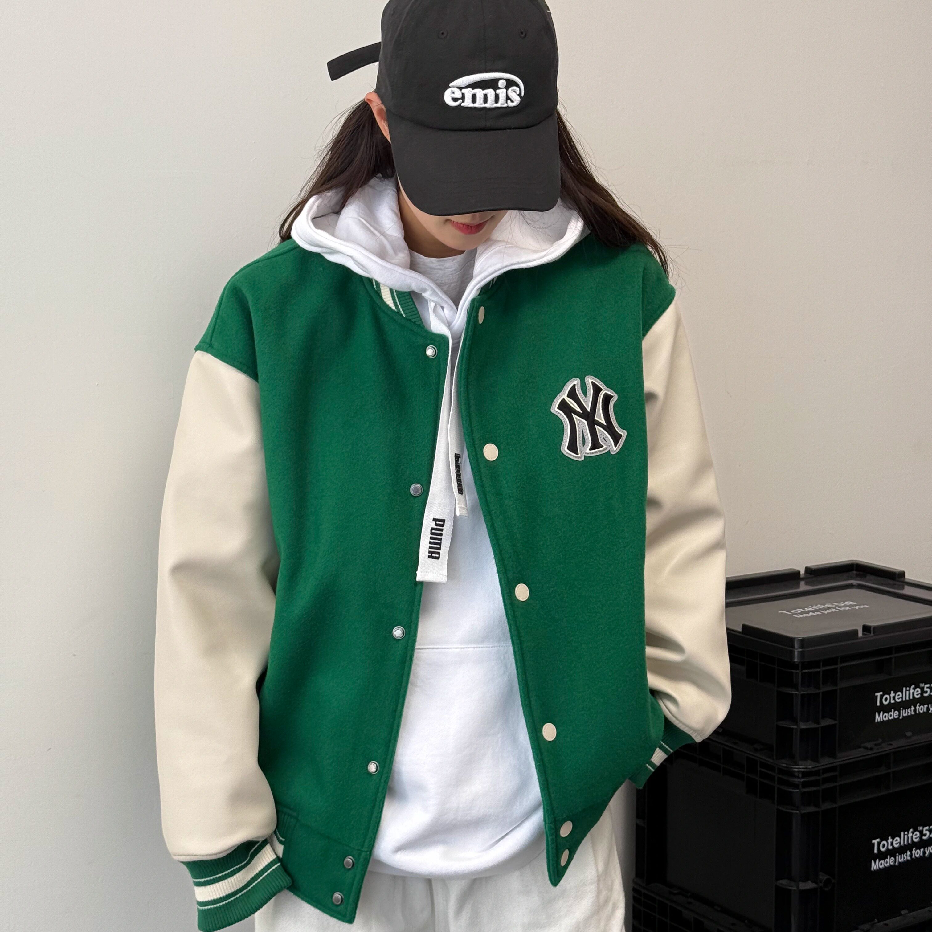 MLB 纽约洋基队秋冬防风保暖外套夹克加厚羊毛棒球服男女同款