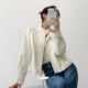 气质宽松显瘦夹克衫 米白色立领皮衣休闲法式 短外套女春秋新款 上衣