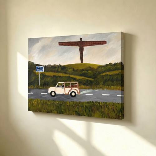 无框画GaryBunt公路旅行复古小车人物小狗地标雕塑客厅装饰画挂画
