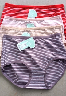 款 中腰三角裤 内衣内裤 女 95%棉 三角条纹内裤 2215女士大码