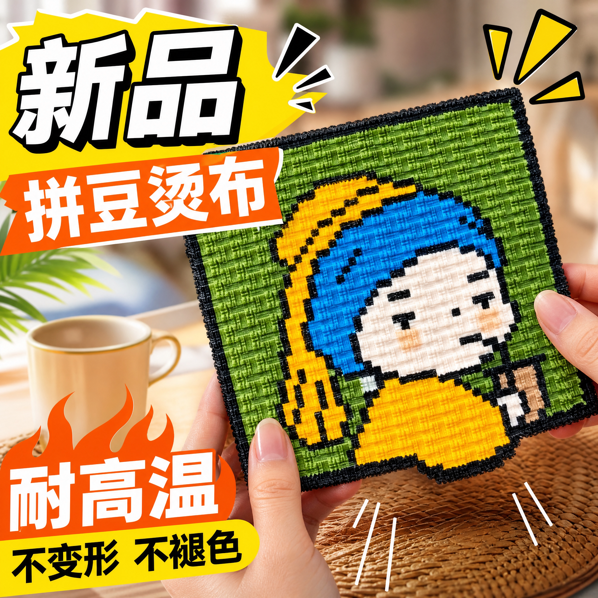 茶席纹理烫布拼豆专用超大格利特特殊烘焙布细闪粉加厚耐高温重复图片