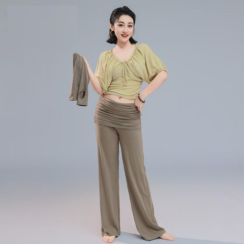迷迭舞【摩登】新款肚皮舞上衣裤子蝙蝠袖遮肚子练功服裤自带腰裙