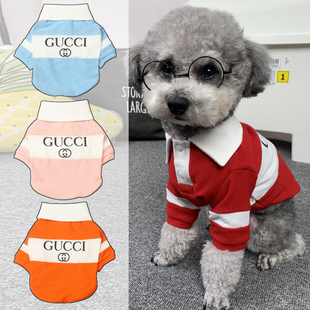纯棉猫咪比熊博美约克夏泰迪狗狗衣服薄款 春夏款 潮牌开扣polo衬衫