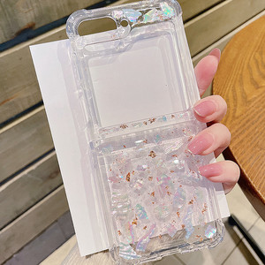 金箔贝壳片适用三星galaxy zflip7手机壳ins风zflip6透明珠光oppo find n3 flip小折叠屏pocket 2气囊zflip5