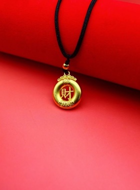爆款胖福新款小胖福吊黑绳项链福字元宝女友礼物中式