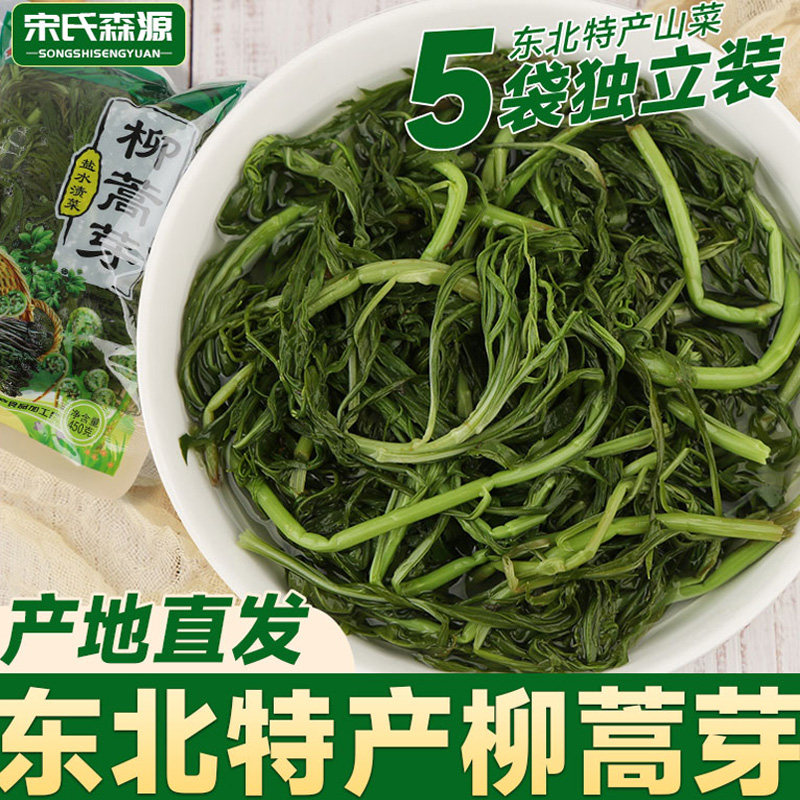 东北特产柳蒿芽小兴安岭伊春柳蒿芽宋氏森源山野菜蘸酱菜450g*5袋