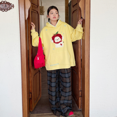 欧尼不胖绝美巨好看刺绣连帽卫衣胖mm氛围感早秋穿搭独特漂亮上衣