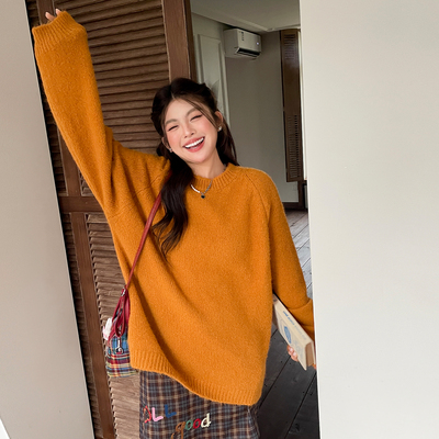 欧尼不胖胖mm特大码女装新款宽松软糯毛衣慵懒高级感洋气遮肚上衣