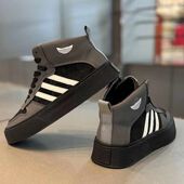 子秋冬款 网红百搭舒适休闲男鞋 男2025新款 高帮三道杠运动鞋 时尚 鞋