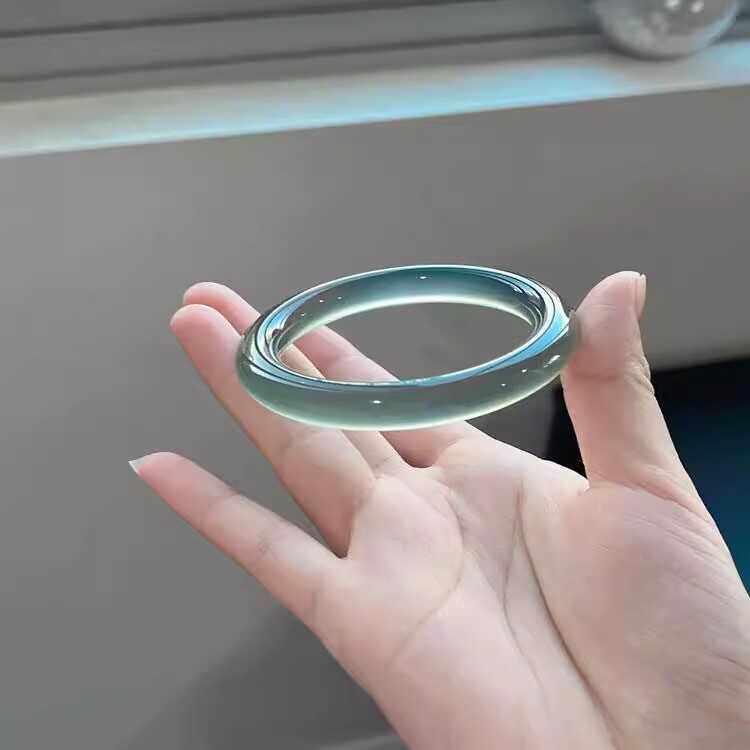 天然手镯小清新气质女款手饰玛瑙玉镯高冰透蓝调玉髓