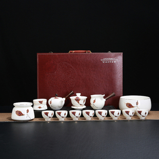 羊脂玉瓷大漆漆器茶具套装中式宫廷风纯手工漆功夫茶具整茶壶家用