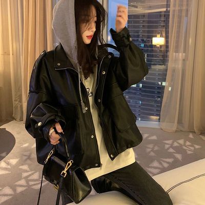 假两件皮衣外套女皮夹克机车服