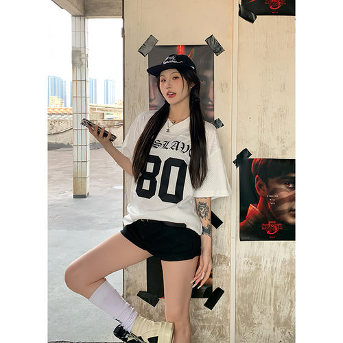 A11SLAVE网眼短袖T恤夏季国潮美式运动户外透气圆领宽松情侣上衣