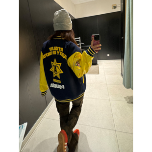 A11SLAVE徽章毛巾绣拼接撞色棒球服外套男女秋冬美式 重磅宽松夹克